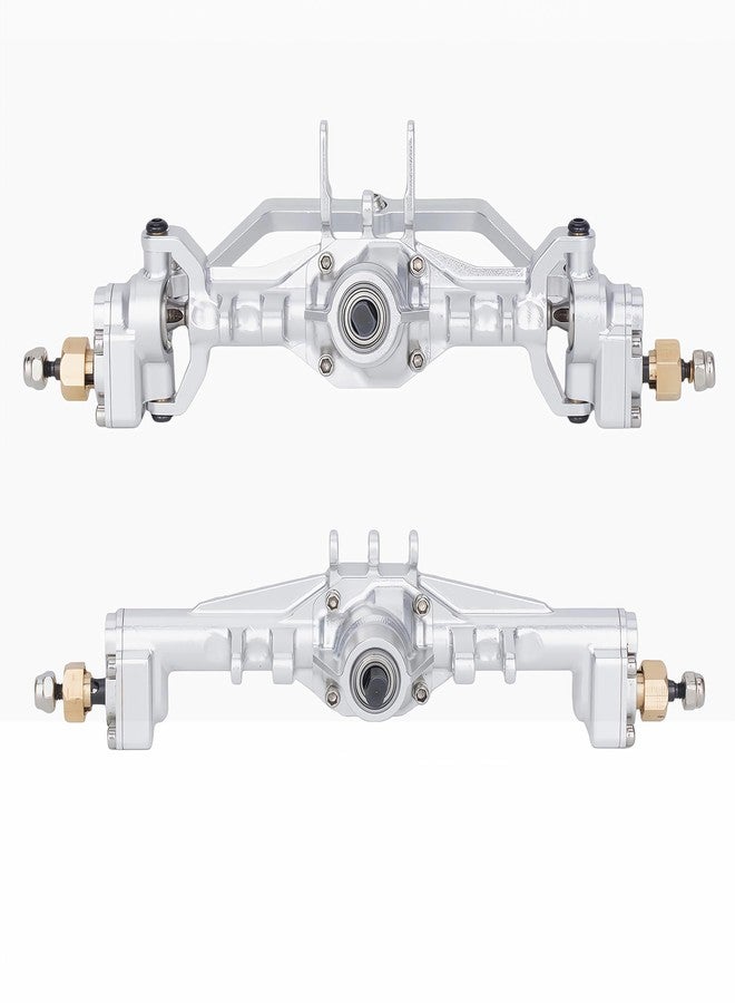 AMK Aluminum TRX4M Axles, CNC TRX4M Portal Axles Front & Rear Set with Steering Link, Aluminum Alloy Housing with Brass Hex for 1/18 RC Crawler TRX4M Defender Bronco Upgrade Parts (Silvery) - Image 1